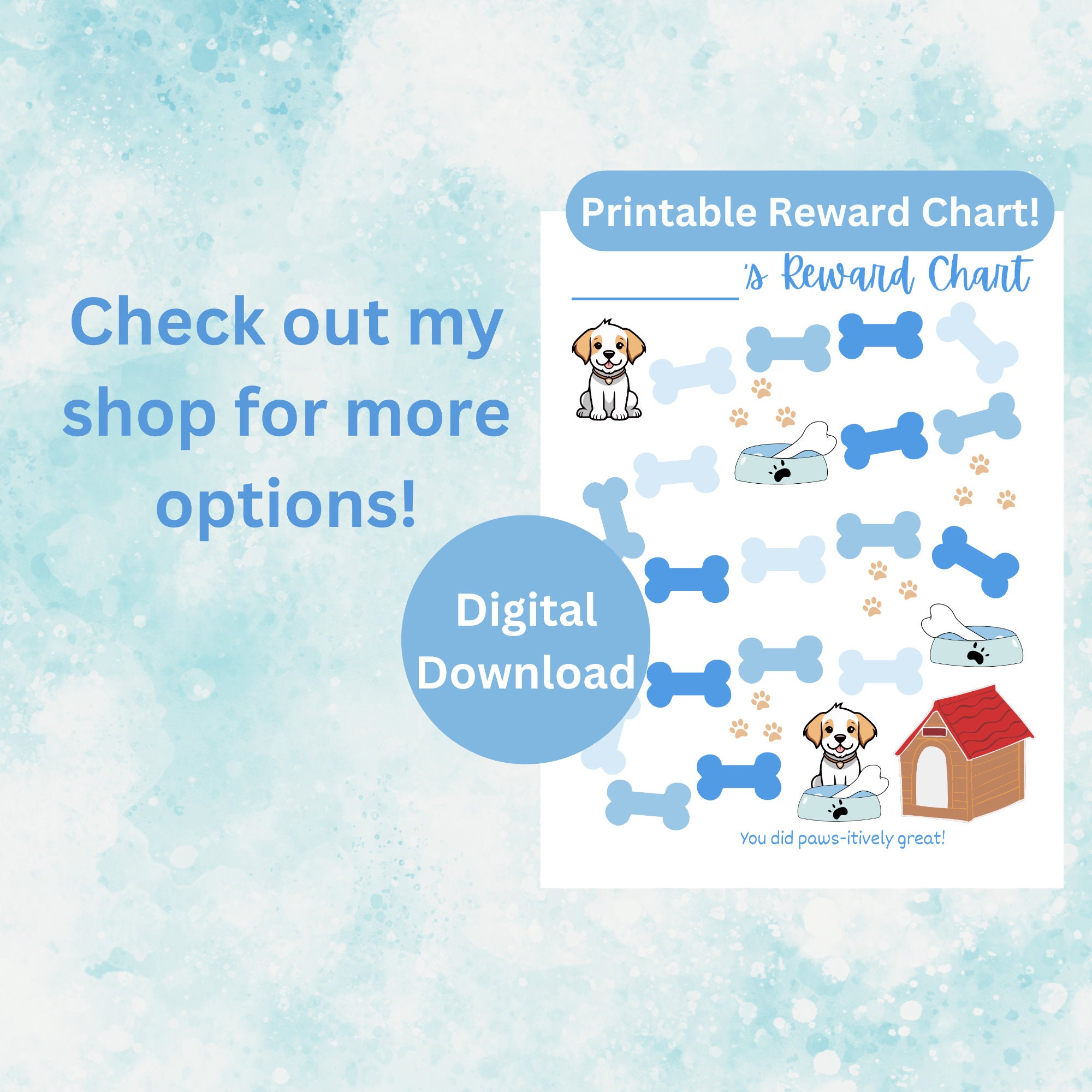 Childrens Reward Chart, Potty Training Incentive Chart, Dog Theme Etsy