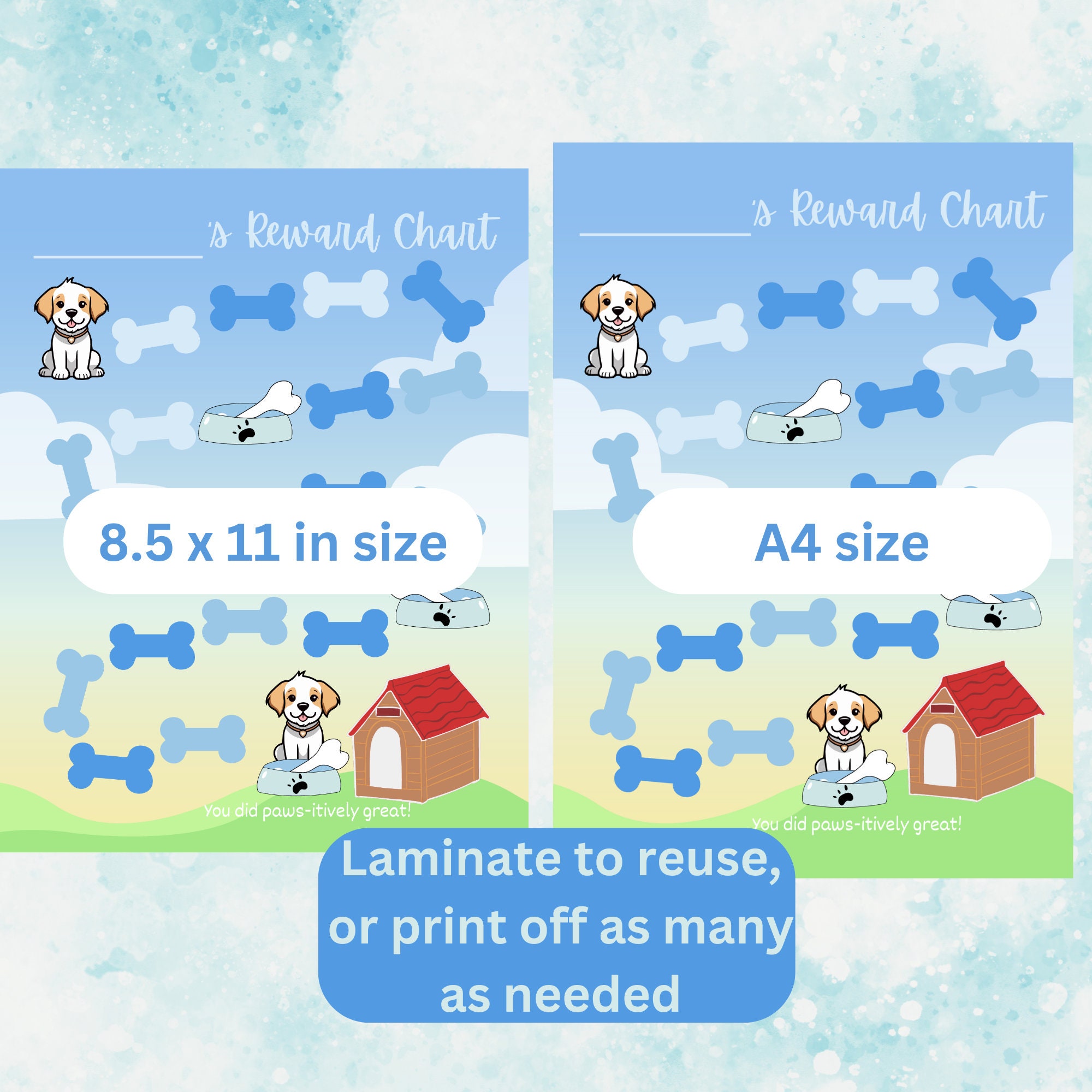 Childrens Reward Chart, Potty Training Incentive Chart, Dog Theme Etsy