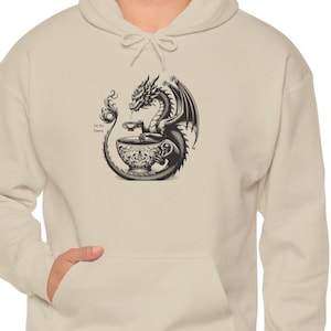 Dragon Hoodie Fancy Tea Drinking Sweater Gift Hoodie D&D Hoodie  -  Unisex Heavy Blend Hooded Sweatshirt