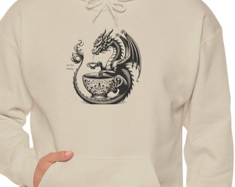 Dragon Hoodie Fancy Tea Drinking Sweater Gift Hoodie D&D Hoodie  -  Unisex Heavy Blend Hooded Sweatshirt