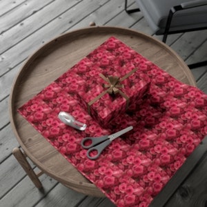 Pink and red floral wrapping paper