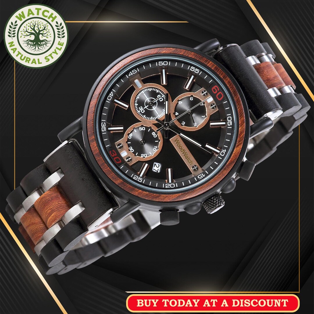 Uhren Herrenuhr, Holzuhr mit Gravur, Geschenk für Ihn, moderne