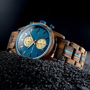Custom Engraved Wood Watch for Him Personalized Mens Gift 1st Anniversary Present Boyfriend Wooden Watch zdjęcie 7