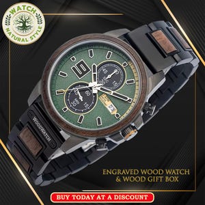 ENGRAVED WATCH - First Fathers Day Gift - Personalized Anniversary Gift - Wooden Watch For Men - Boyfriend Birthday Gift - Groomsmen Gifts