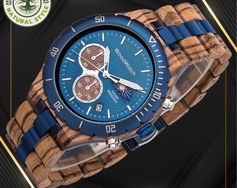 Watches–Mens watch, engraved wood watch, gift for him, automatic watch,  modern watches for men, unique gift, handmade gift, wrist watch
