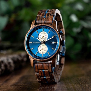 Custom Engraved Wood Watch for Him Personalized Mens Gift 1st Anniversary Present Boyfriend Wooden Watch zdjęcie 5