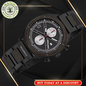 Chacate Preto Wooden Watch: Personalized Engraved Chronograph