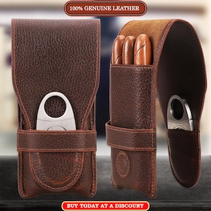 Portasigari di lusso in pelle, scatola per sigari humidor da viaggio, regalo in stile retrò per gli amanti dei sigari, portasigari per lo sposo, portasigari, accessori per sigari.