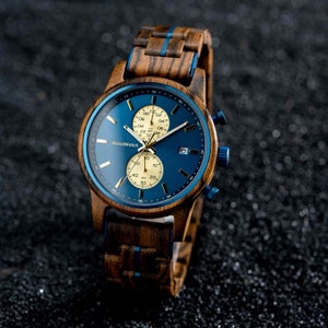 Custom Engraved Wood Watch for Him Personalized Mens Gift 1st Anniversary Present Boyfriend Wooden Watch zdjęcie 6