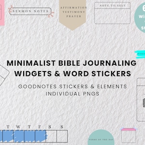 Christian Journaling Stickers: Bible Study Digital Journal & Planner Widgets (PNG, Goodnotes File)