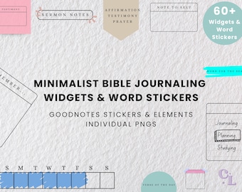 Christian Journaling Stickers: Bible Study Digital Journal & Planner Widgets (PNG, Goodnotes File)
