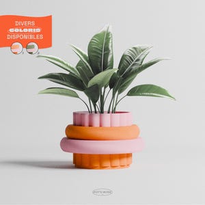 Claudette | Cache-pot modulable en PLA végétal recyclé | Made in France, Toulouse | Décoration éthique & colorée | Pot de fleurs d'intérieur