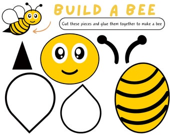 Build A Bee Printable Craft & Activity Set for Spring w Bonus Coloring and Handwriting Pages. Ideal for Homeschool Education