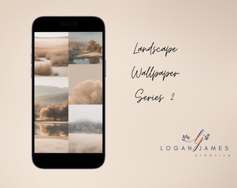 Minimalistisch landschap serie 1 telefoonbehang - neutrale toon digitale kunst voor smartphone