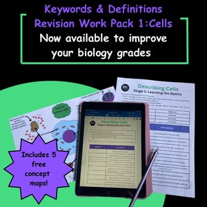 Revisione di biologia scientifica: Cellule (livello GCSE). Pacchetto di revisione delle parole chiave con 5 mappe concettuali gratuite e tracker dei progressi.
