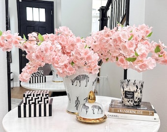 Faux Pink Silk Cherry Blossom, High Quality Artificial Pink Cherry Blossom Stem, Pink Spring Flower,  DIY Floral