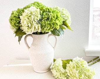 リアルタッチの造花アジサイの茎、白い造花アジサイの茎、高品質の造花、ウェディングフラワー、アジサイのフラワーセンターピース、DIYフラワー
