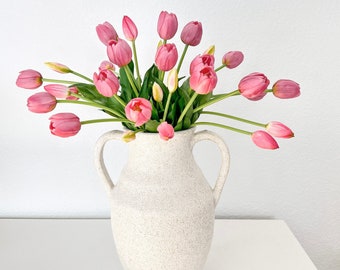 Tallo de tulipán de tacto real, tulipán rosa realista, flores DIY, flores de primavera, tulipanes de primavera de alta calidad, tulipanes de Pascua, flores artificiales