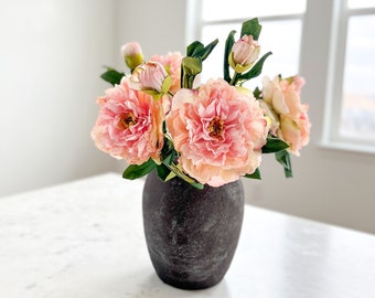 Extra Dried Faux Pink Peony Stem, (Pack of 3 stems), Faux Pink Peony Stem, DIY Floral, Dried Flowers