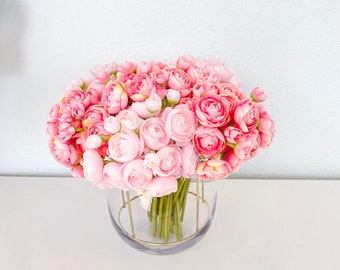 Faux Silk Ranunculus Flower, Faux Pink Ranunculus Bundle, DIY Floral, Wedding Flowers