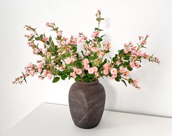 Pink Faux Silk Cherry Blossom, (Pack of 3 Stems), Artificial Pink Cherry Blossom Stem, Pink Spring Flowers, Wedding Flower, DIY Floral