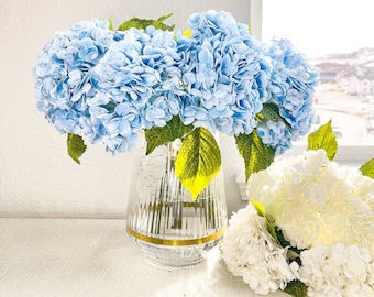 Real Touch Faux Hydrangea Stem, 21" Huge Faux Blue Hydrangea Stem, DIY Floral, Wedding Flowers, Hydrangea Centerpiece, Faux Flowers