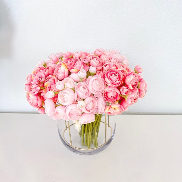 Faux Silk Ranunculus Flower, Faux Pink Ranunculus Bundle, DIY Floral, Wedding Flowers