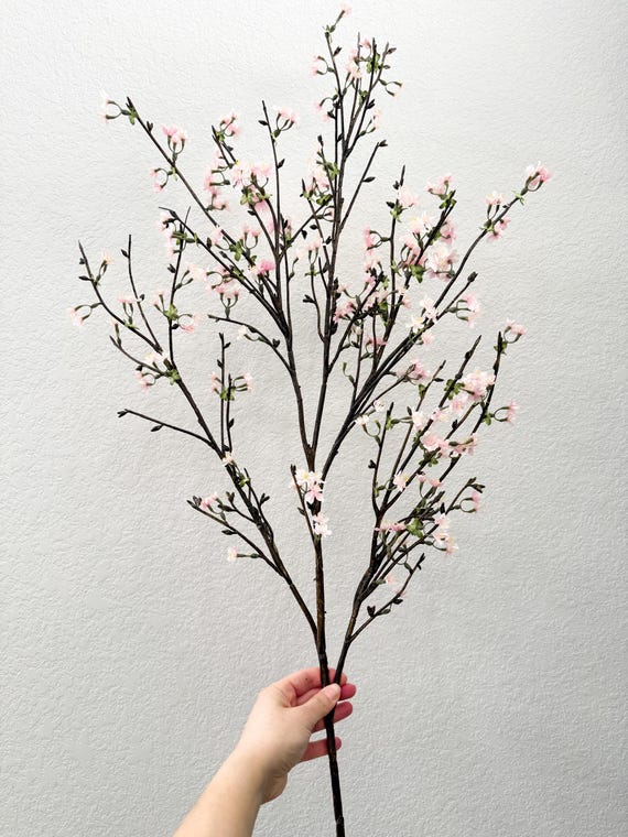 Faux rosa Kirschblüten Stengel, künstliche Frühling Kirschblüte Pflaume Zweig, Frühlingsblumen, Kunstblumen