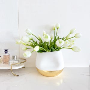 Real Touch Tulip Flower Stem, Realistic Pink Tulip, DIY Floral, Spring Flower, High Quality Spring Tulips, Easter Tulips, Faux Flowers White