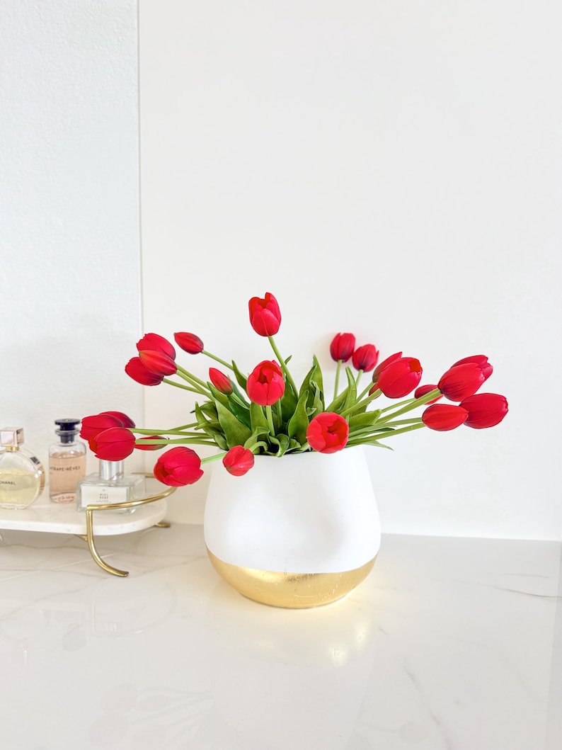 Real Touch Tulip Flower Stem, Realistic Pink Tulip, DIY Floral, Spring Flower, High Quality Spring Tulips, Easter Tulips, Faux Flowers Red