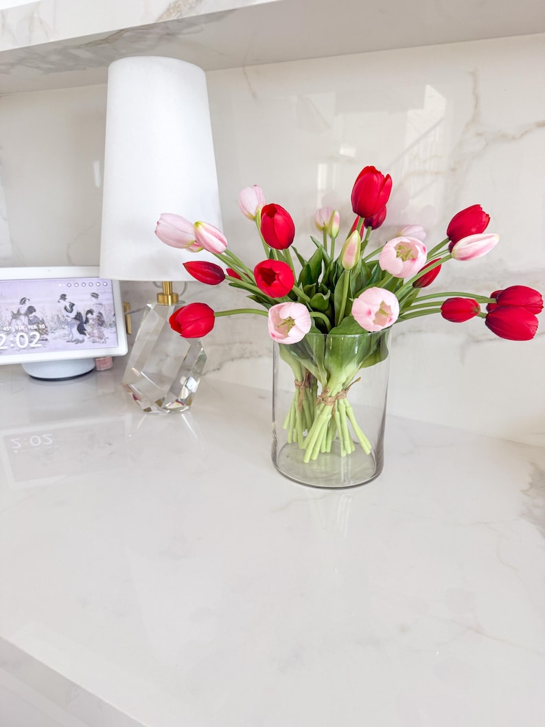 Real Touch Tulip Flower Stem, Realistic Pink Tulip, DIY Floral, Spring Flower, High Quality Spring Tulips, Easter Tulips, Faux Flowers image 3