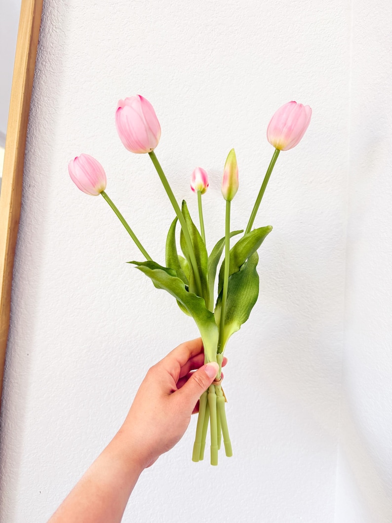 Real Touch Tulip Flower Stem, Realistic Pink Tulip, DIY Floral, Spring Flower, High Quality Spring Tulips, Easter Tulips, Faux Flowers image 7