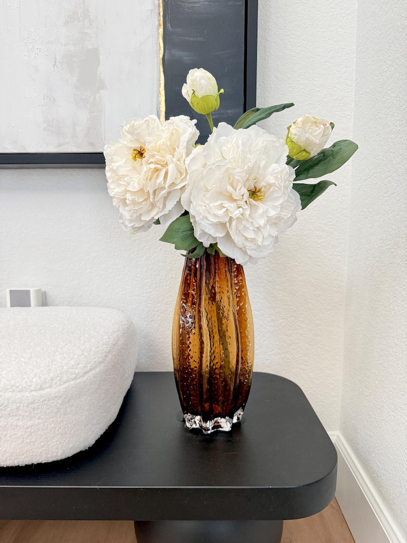 Extra Dried Faux Peony Stem, (Pack of 3 stems), White Faux Peony Stem, DIY Floral, Dried Flowers image 2