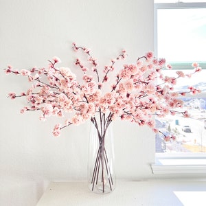 フェイクライトダスティピンクのシルク桜（3本入り）、人工春桜の茎、春の花、DIYフラワー