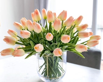 Real Touch Tulip Flowers Stem, (Pack of 10 Stem),Realistic Tulip Stem, DIY Floral, Spring Flowers, Spring Tulip Flowers Bundle