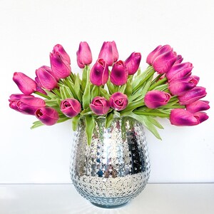 Tallos de tulipanes de tacto real (paquete de 10 tallos), tallos de tulipanes realistas, arreglos florales DIY, flores de primavera, ramo de tulipanes de primavera Morado