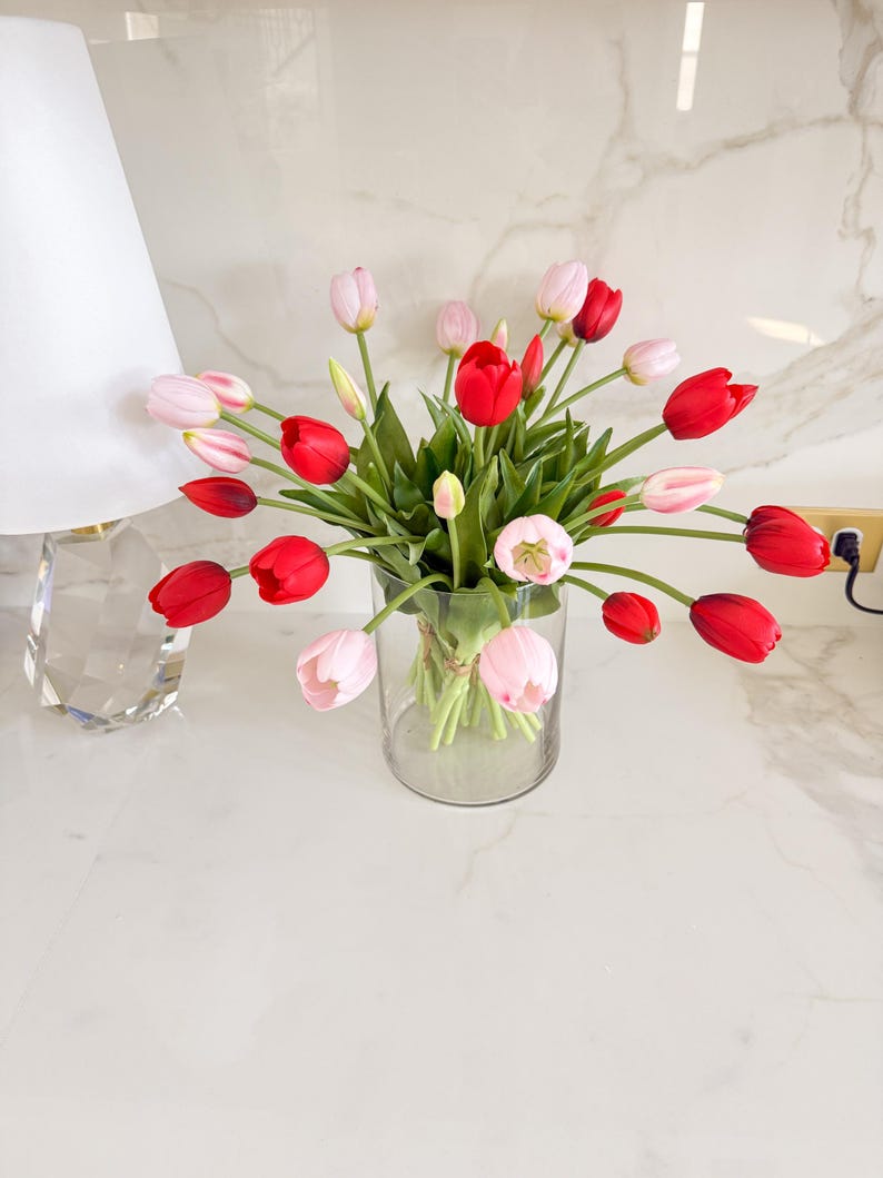 Real Touch Tulip Flower Stem, Realistic Pink Tulip, DIY Floral, Spring Flower, High Quality Spring Tulips, Easter Tulips, Faux Flowers image 10