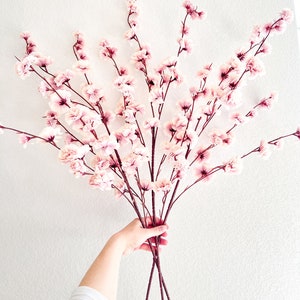 Faux Light Dusty Pink Silk Cherry Blossom (Pack of 3 Stems), Artificial Spring Cherry Blossom Stem, Spring Flowers, Faux Flowers image 2