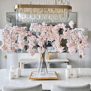 Faux Light Pink Hanging Vines Cherry Blossom (Pack of 3 Stems), Artificial Pink Cherry Blossom Stem,  Spring Flowers, Wedding Flower