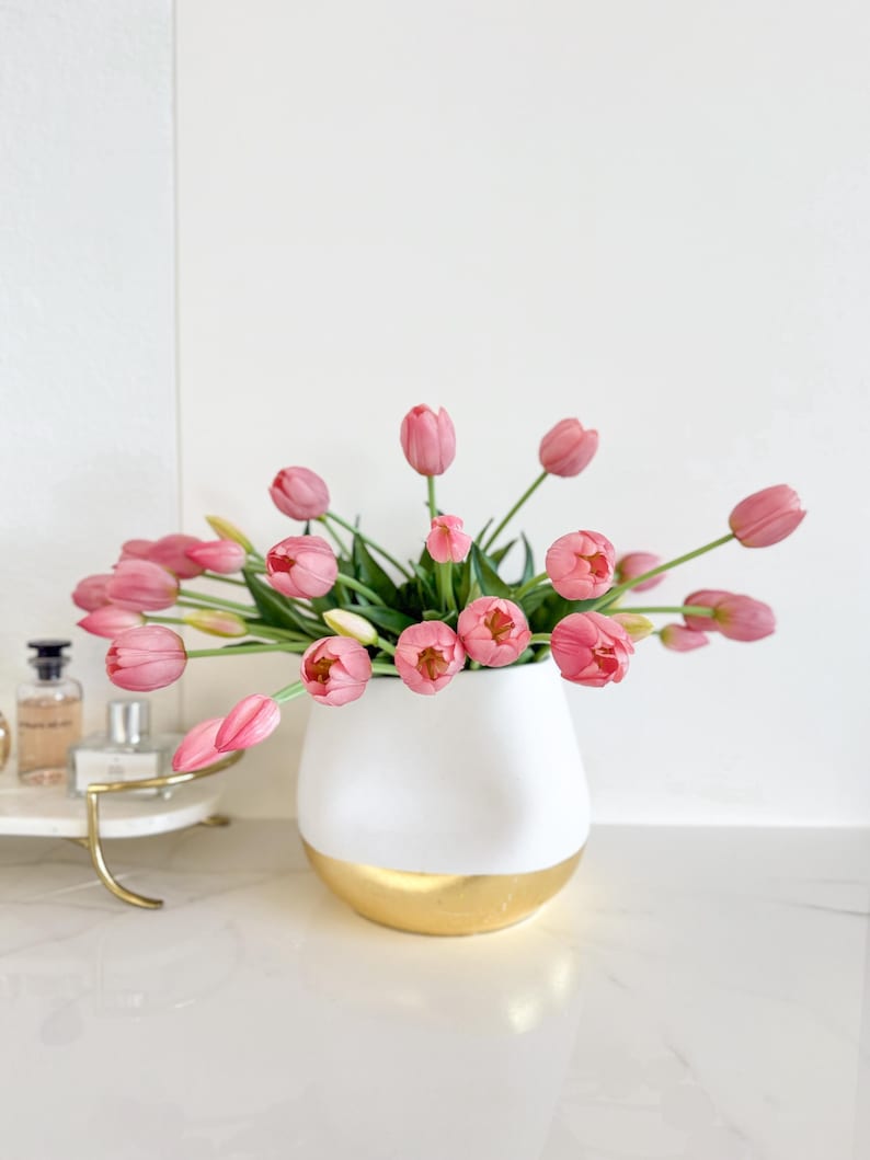 Real Touch Tulip Flower Stem, Realistic Pink Tulip, DIY Floral, Spring Flower, High Quality Spring Tulips, Easter Tulips, Faux Flowers image 2