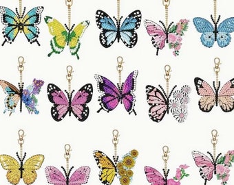 Butterfly Diamond Art Keychain Pretty Keychain Gift Double Sided Butterfly Lovers Gift