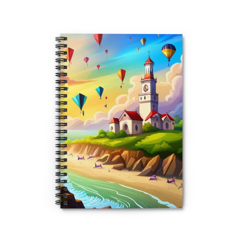 Spiral Notebook - Ruled Line Kites Beach Lighthouse Summer Day - Etsy