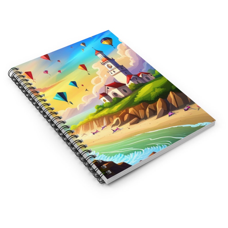 Spiral Notebook - Ruled Line Kites Beach Lighthouse Summer Day - Etsy