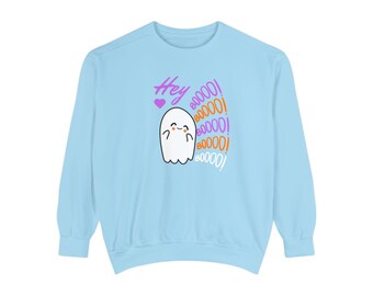 Hey Boo Ghost Sweatshirt: Whimsical Halloween Pullover