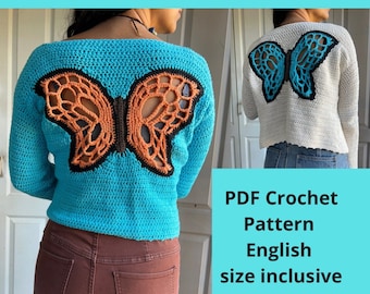 Crochet PDF Pattern Butterfly Cardigan Sweater