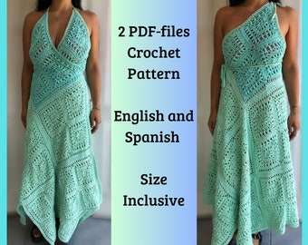 Square Granny Wrap Maxi Dress Pattern English and Spanish