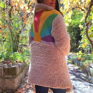 Faux Fur Crochet Coat Pattern PDF | Crochet Jacket Pattern | Fluffy Coat Pattern | Oversized Winter Cardigan | English Spanish