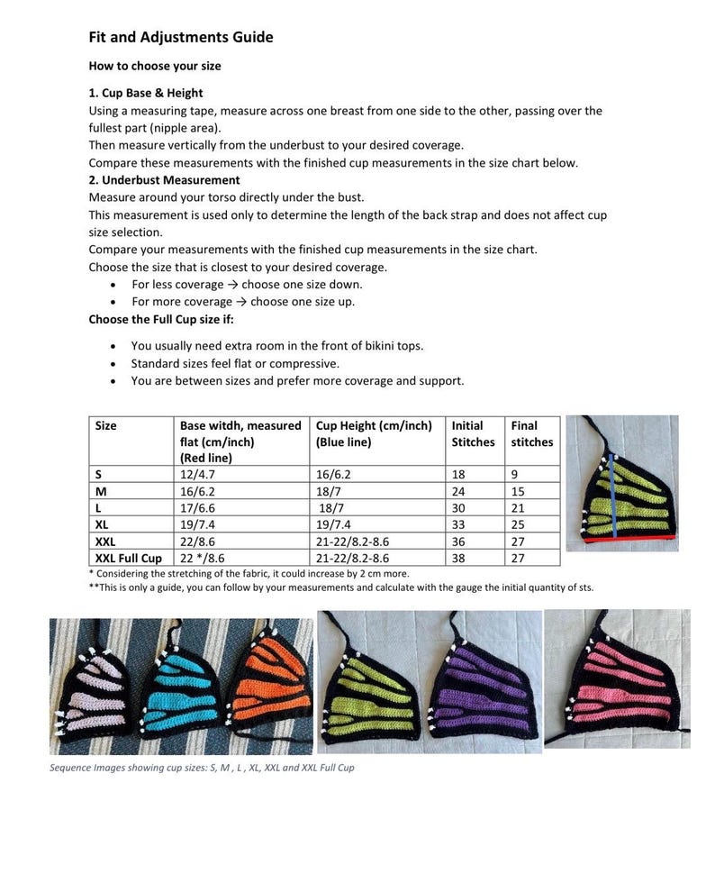 Molde em PDF para Top de Biquíni Borboleta em Crochê | Moda Praia de Verão com Cobertura Total | Nível Intermediário | Tamanhos P-XXG | Inglês e Espanhol imagem 9