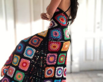 granny square maxi dress pattern Crochet Granny Square Dress
