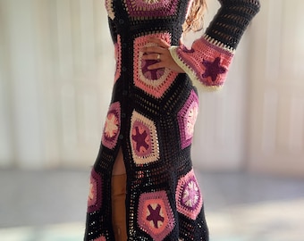 Crochet Pattern Star Pentagon Granny Maxi Dress